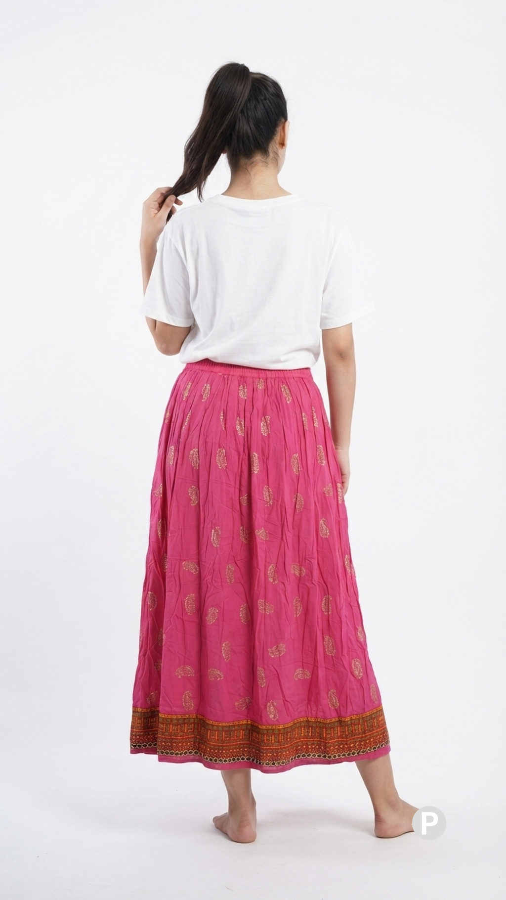 Pink Printed Flared Skirt | P53391