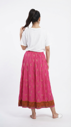 Pink Printed Flared Skirt | P53391