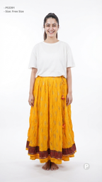 Yellow Printed Flared Skirt | P53391