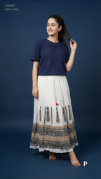 White Printed Flared Skirt | P53392