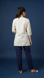 Cream Cotton Short Kurti | P53402