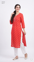 Red Cotton Straight Single Kurti | P53418