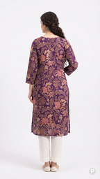 Purple Cotton Straight Single Kurti | P53418