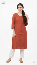 Brown Cotton Straight Single Kurti | P53434