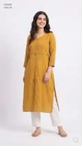 Mustard Cotton Straight Single Kurti | P53435