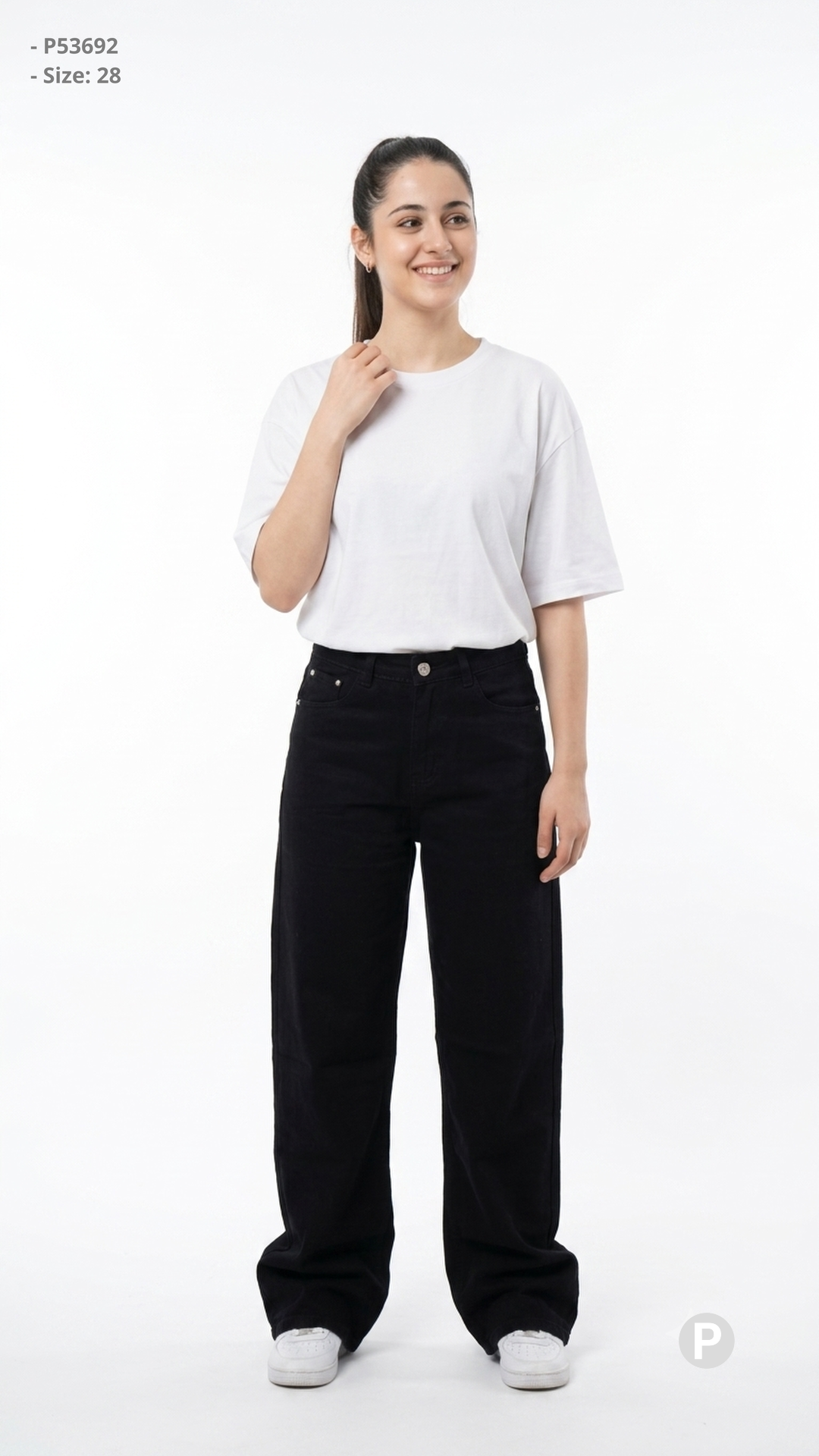 Black Denim Loose Jeans | P53692