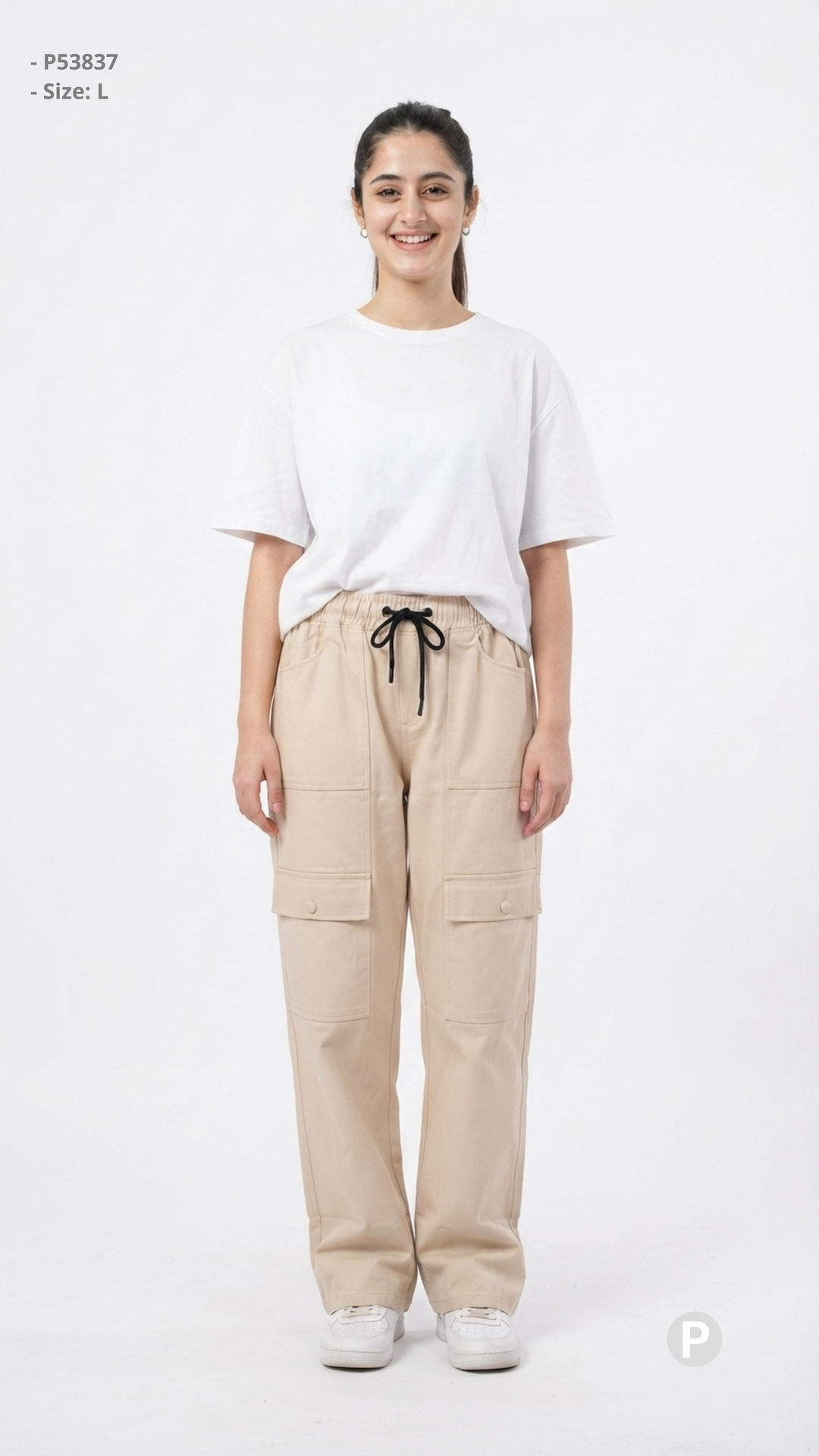 Beige Cargo Straight Lower | P53837