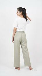 Light Green Cotton Straight Palazzo | P53846
