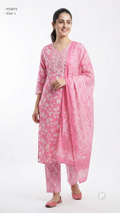 Pink Cotton Printed Kurti Set | P53875
