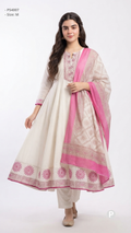 White Cotton Printed Kurti Set | P54007