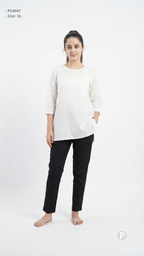 Black Cotton Straight Trouser | P54047