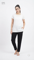Black Cotton Straight Trouser | P54047