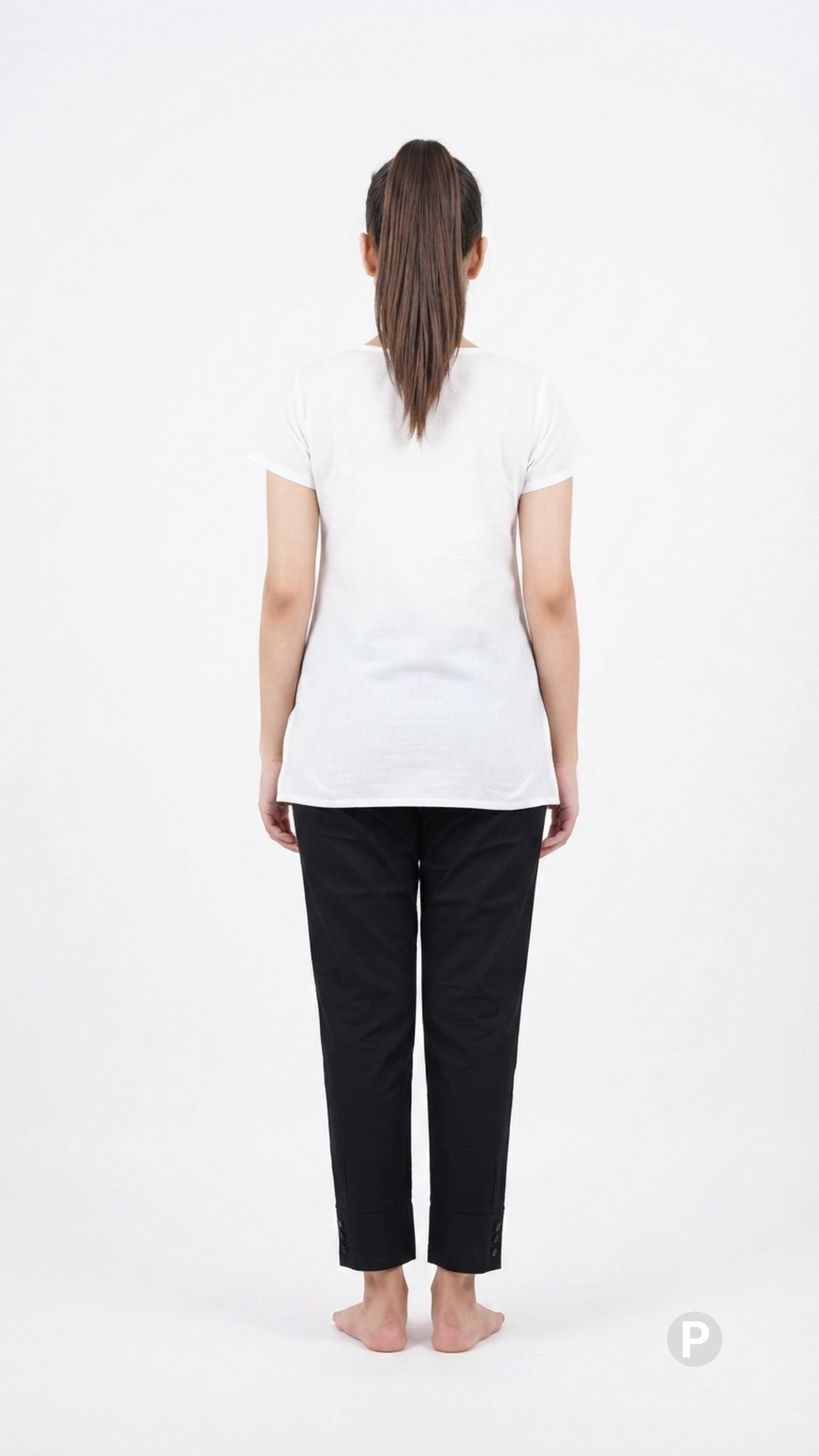 Black Cotton Straight Trouser | P54049