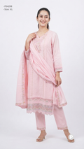 Pink Cotton Embroidered Kurti Set | P54298