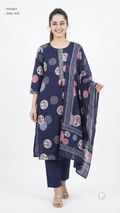 Navy Blue Cotton Printed Kurti Set | P54361