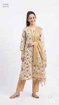 White Yellow Cotton Printed Kurti Set | P54364