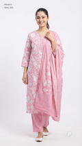 Pink Cotton Printed Kurti Set | P54411