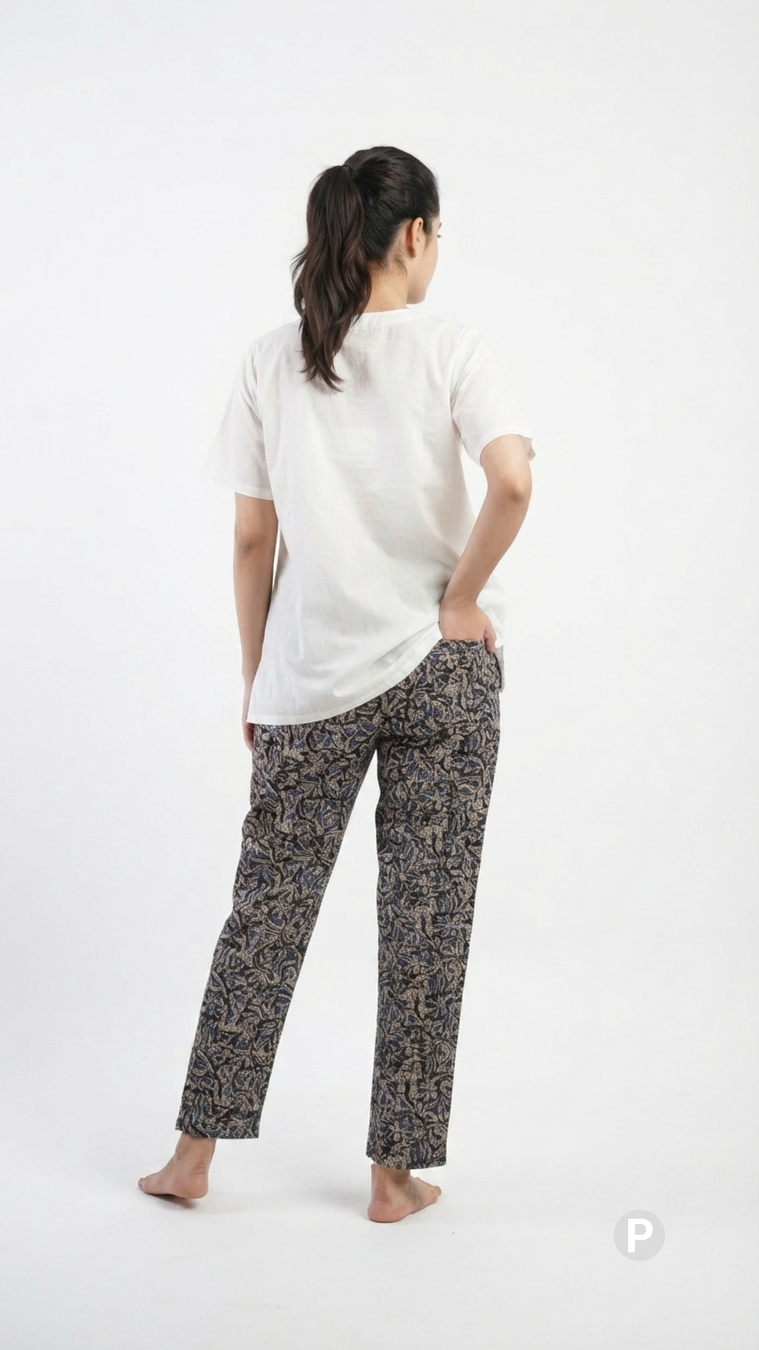Navy Blue Rayon Straight Trouser | P54514