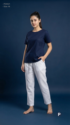 White Linen Straight Trouser | P54521