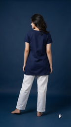 White Linen Straight Trouser | P54521