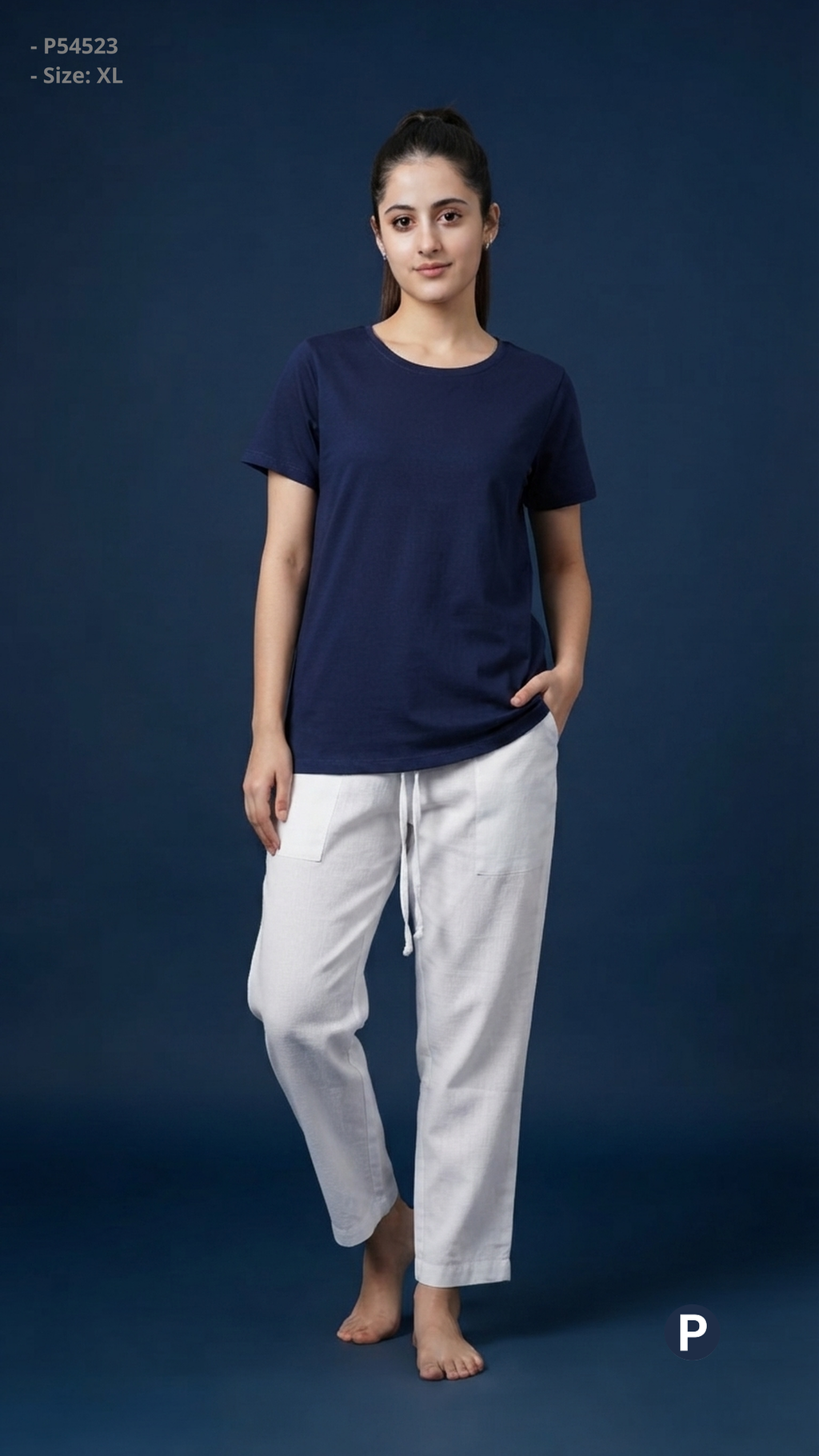 White Linen Straight Trouser | P54523