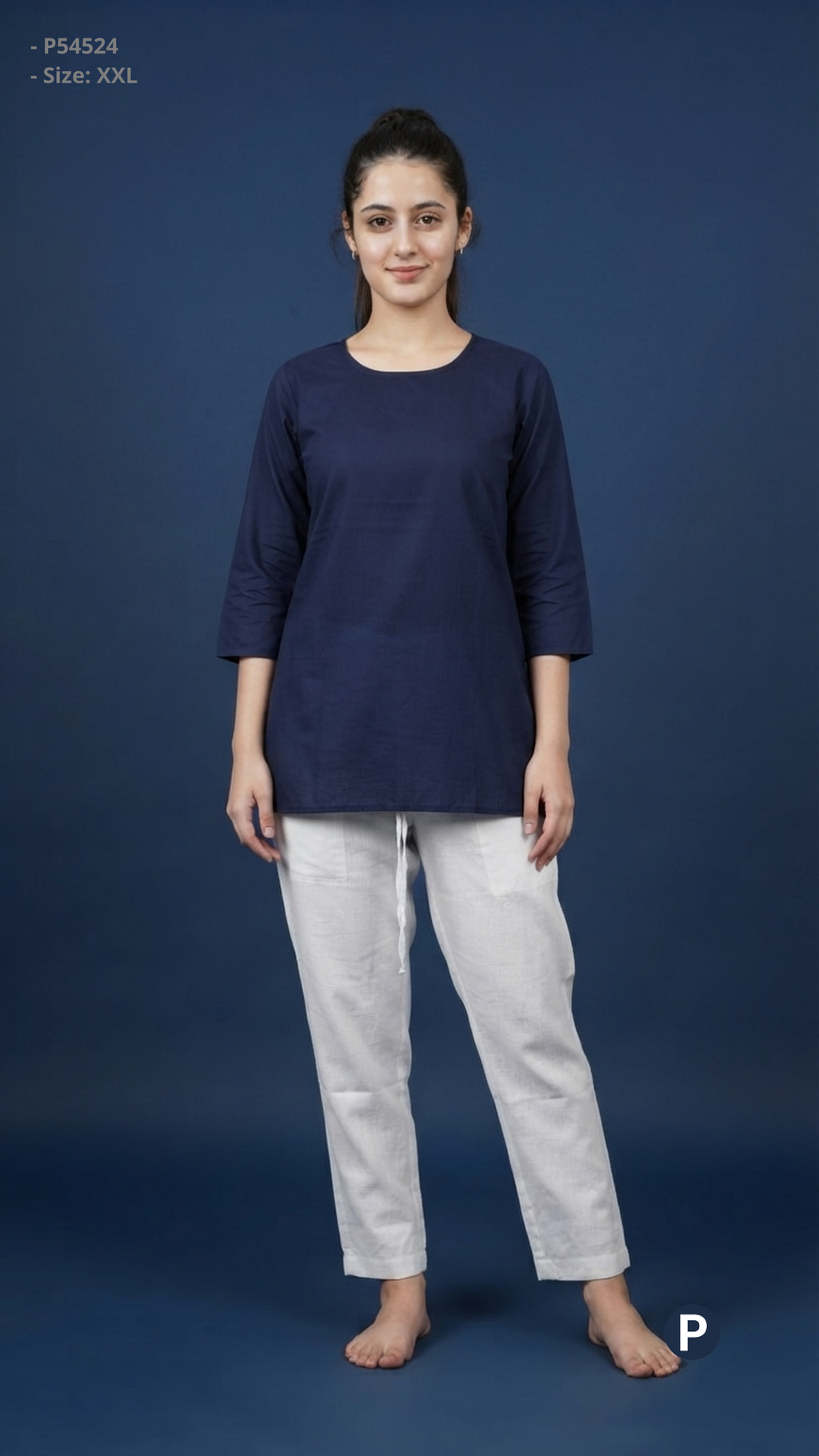 White Linen Straight Trouser | P54524