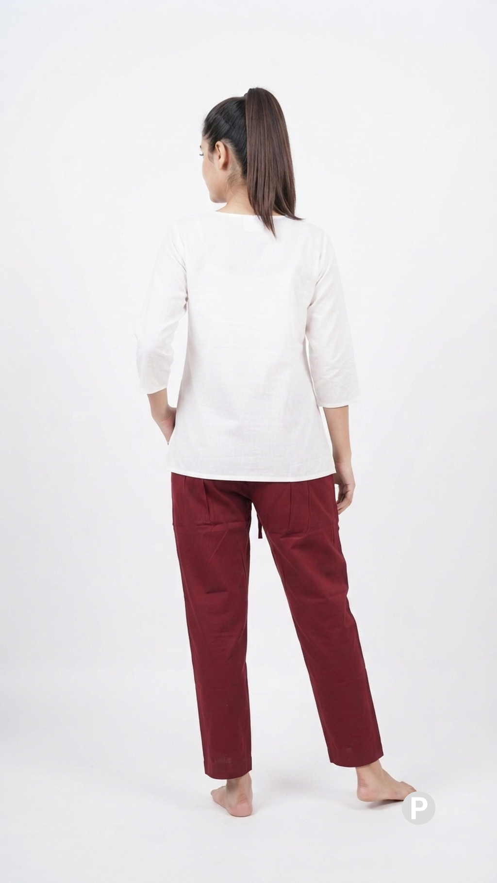 Maroon Cotton Straight Trouser | P54525