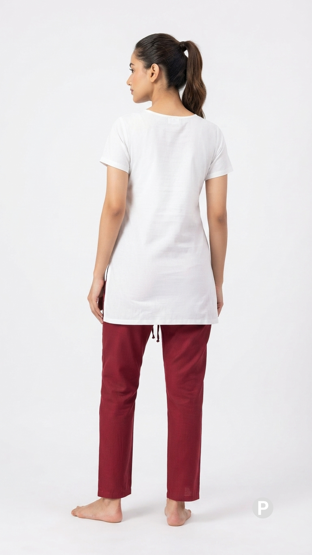 Maroon Cotton Straight Trouser | P54526