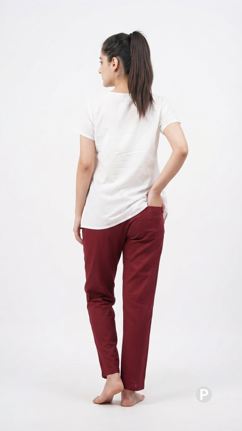 Maroon Cotton Straight Trouser | P54528
