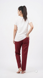 Maroon Cotton Straight Trouser | P54528