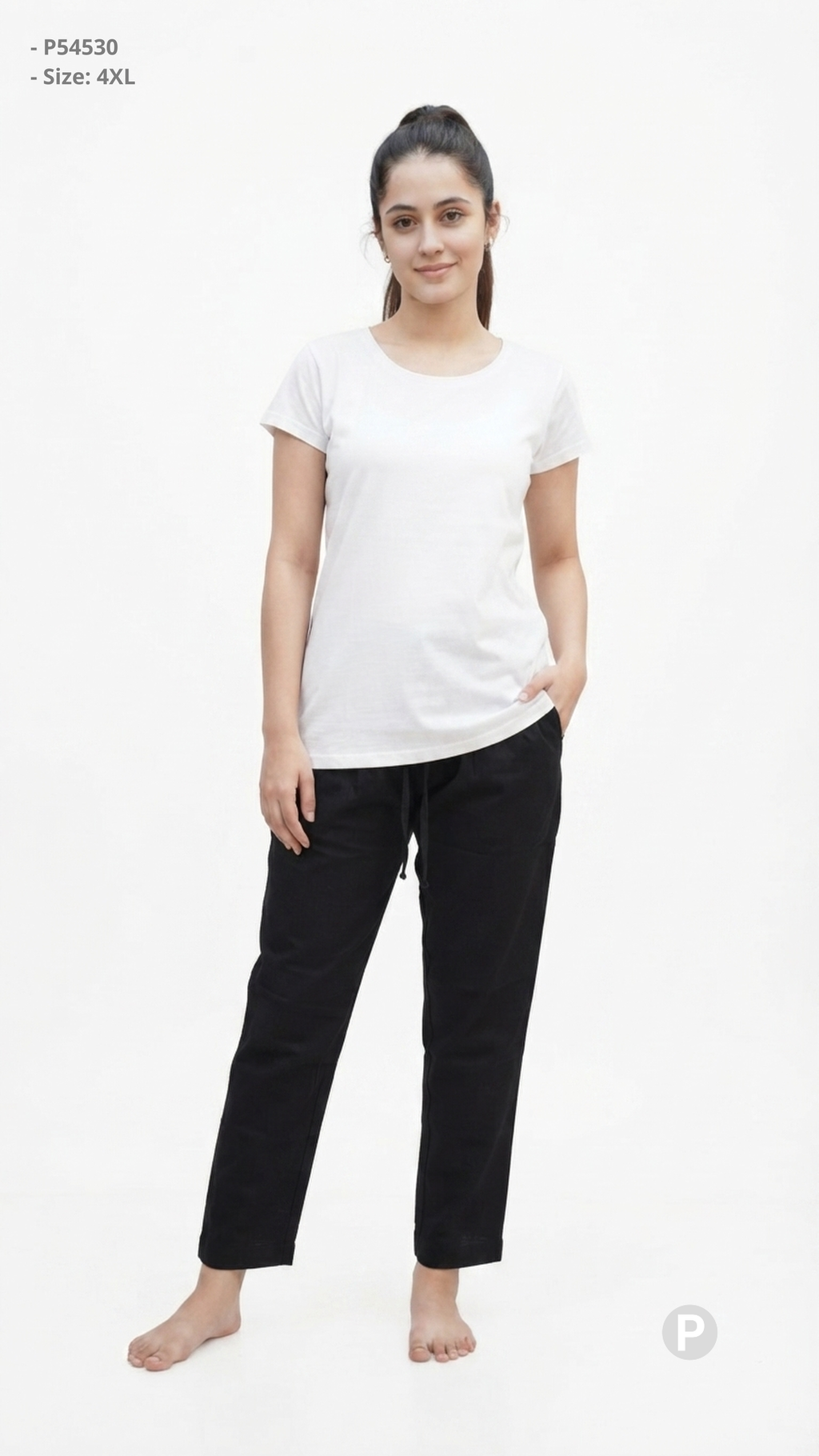 Black Cotton Straight Trouser | P54530