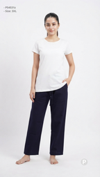 Navy Blue Cotton Straight Trouser | P54531