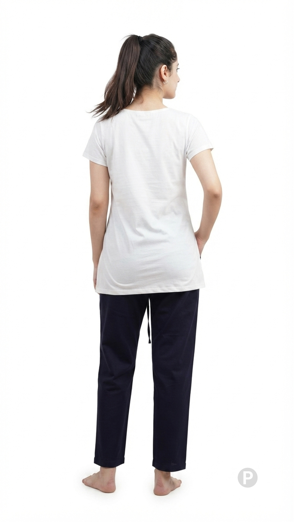 Navy Blue Cotton Straight Trouser | P54531