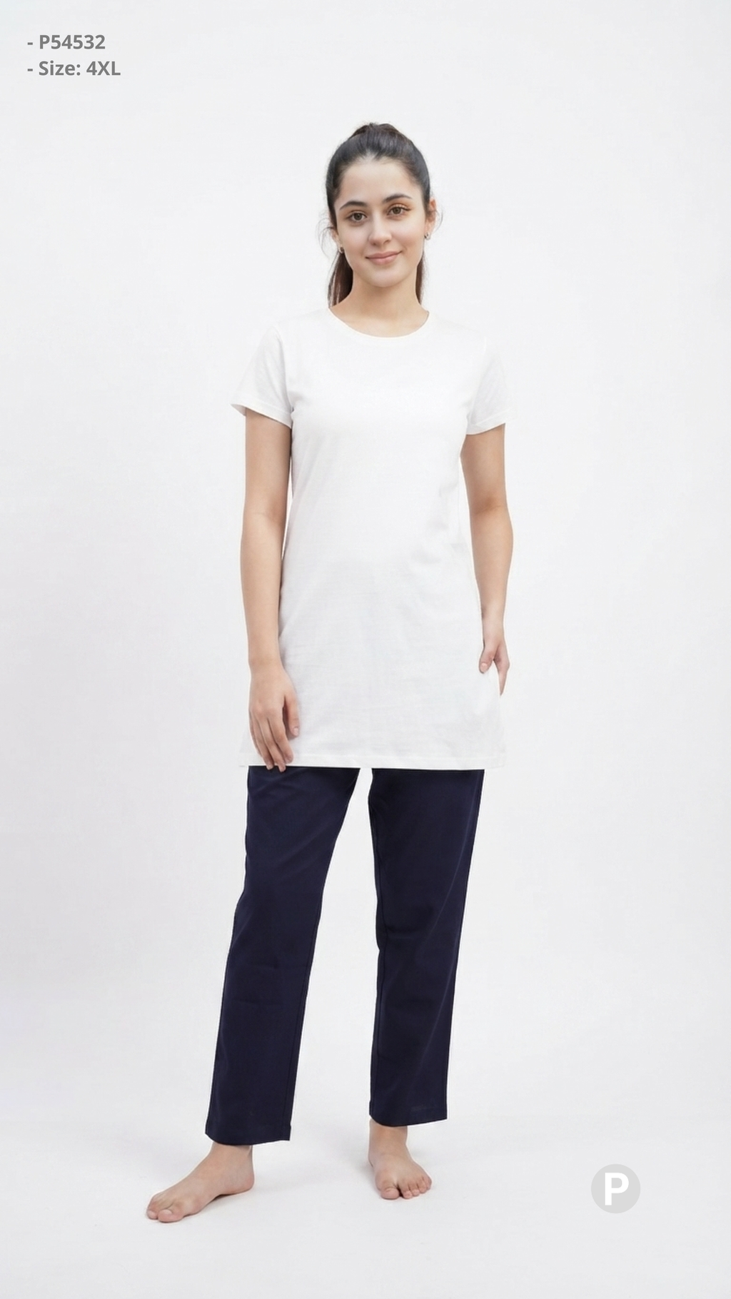 Navy Blue Cotton Straight Trouser | P54532