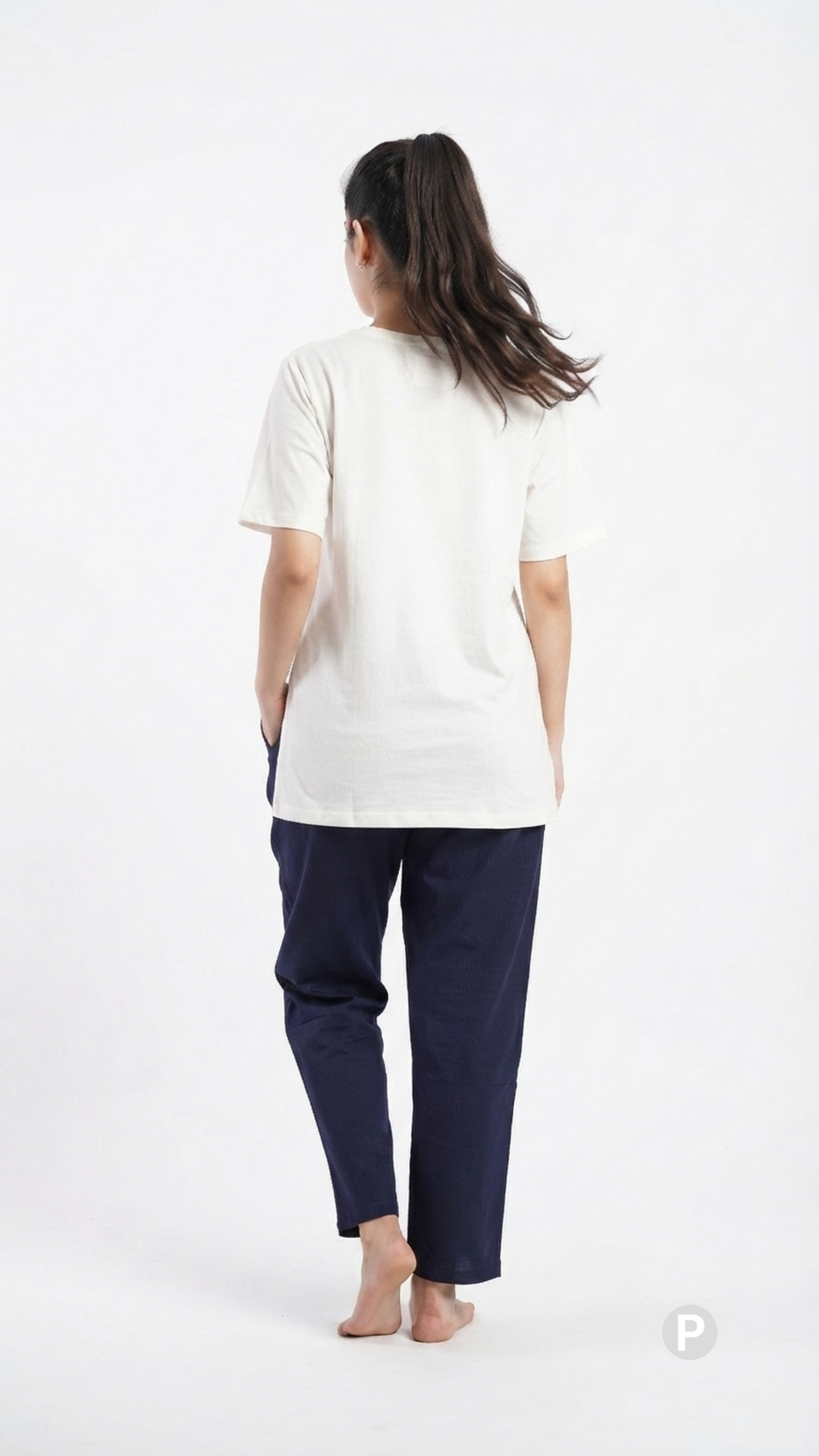 Navy Blue Cotton Straight Trouser | P54532