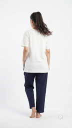 Navy Blue Cotton Straight Trouser | P54532