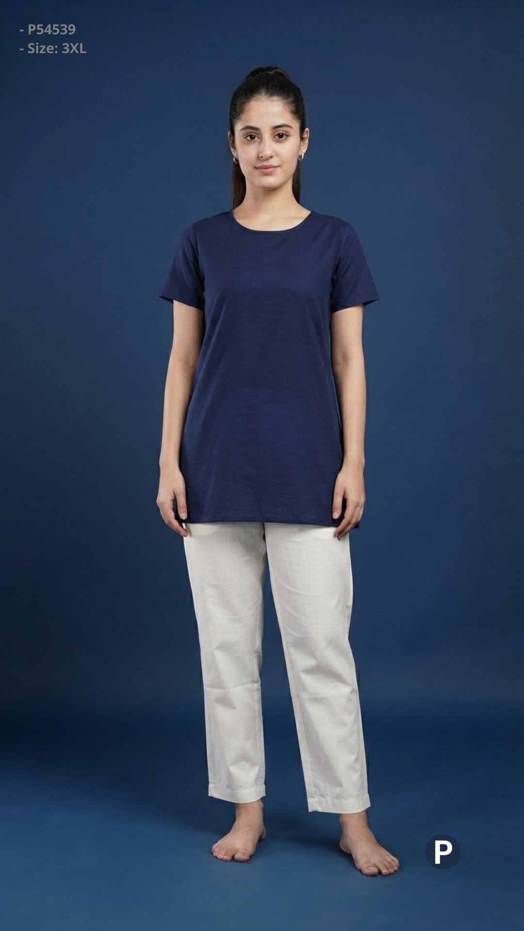 White Cotton Straight Trouser | P54539