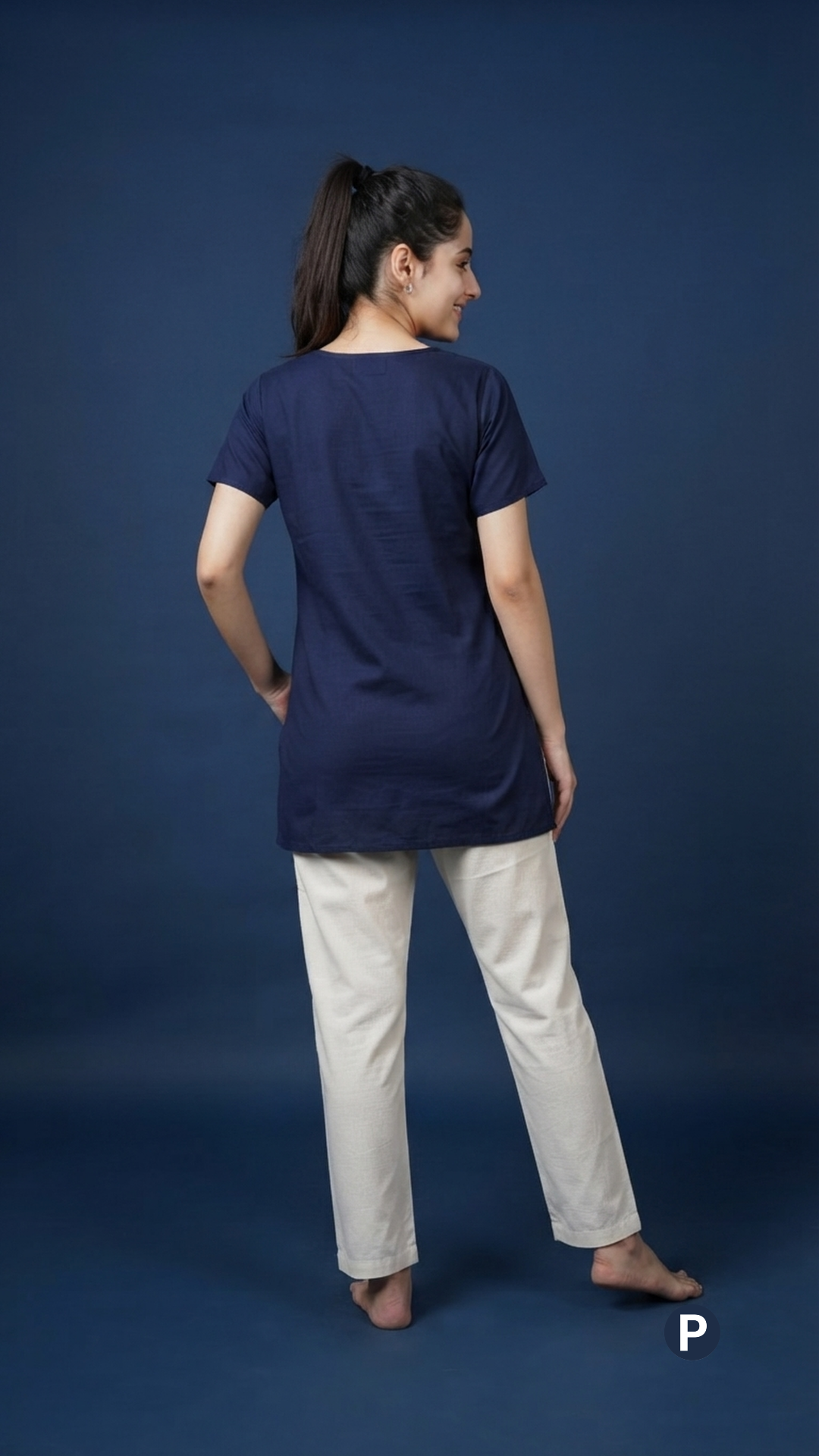 Cream Cotton Straight Trouser | P54540