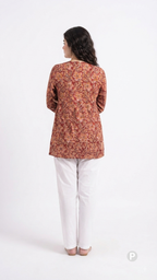 Red Cotton Printed Short Kurti | P54545