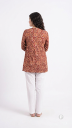 Red Cotton Printed Short Kurti | P54547