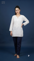 White Cotton Chikankari Short Kurti | P54565