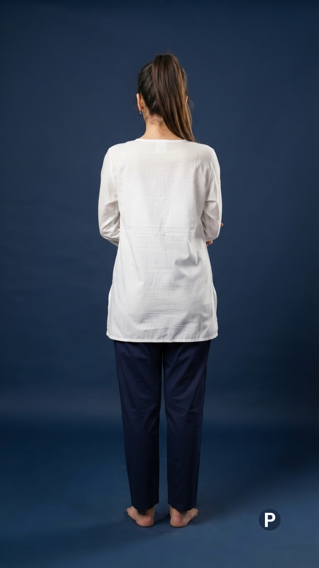 White Cotton Chikankari Short Kurti | P54565
