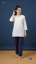 White Cotton Chikankari Short Kurti | P54567