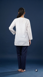 White Cotton Chikankari Short Kurti | P54567