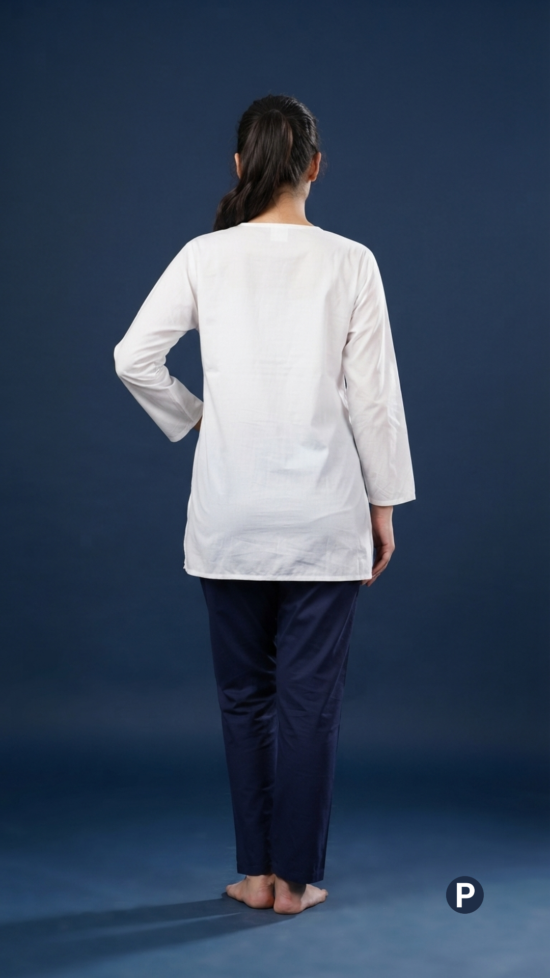 White Cotton Chikankari Short Kurti | P54567