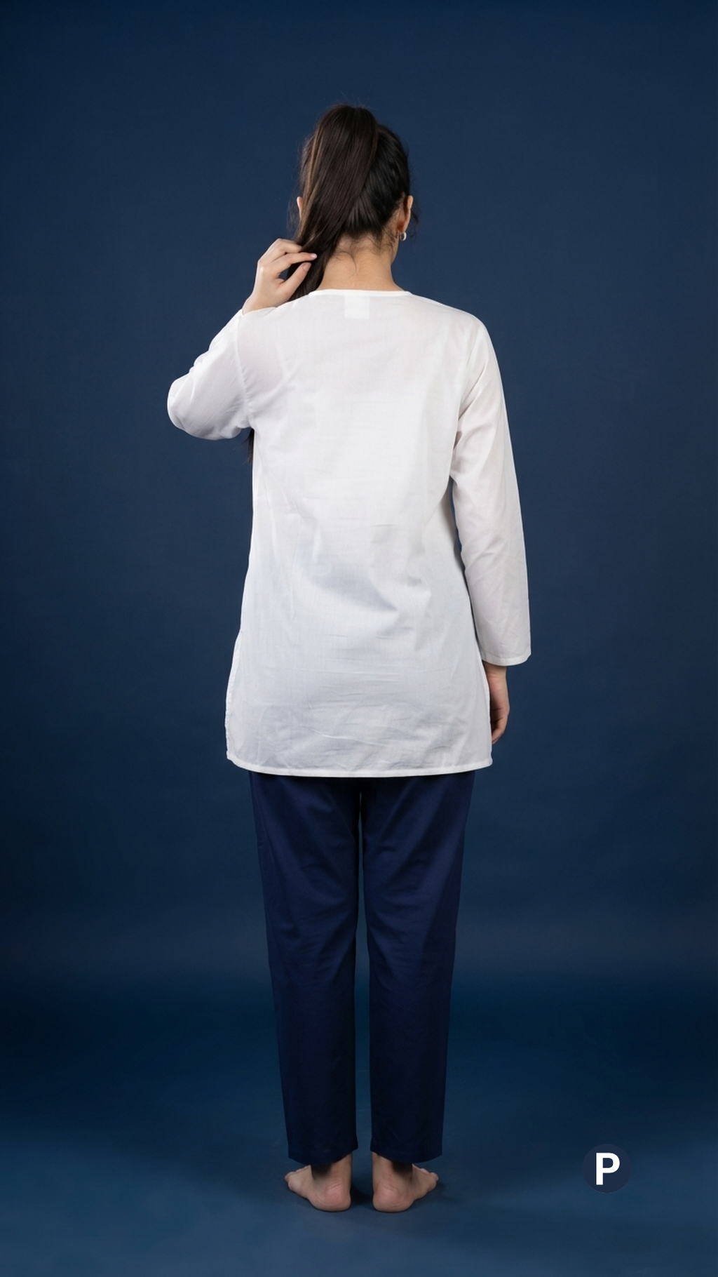 White Cotton Chikankari Short Kurti | P54568