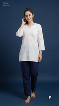 White Cotton Chikankari Short Kurti | P54569