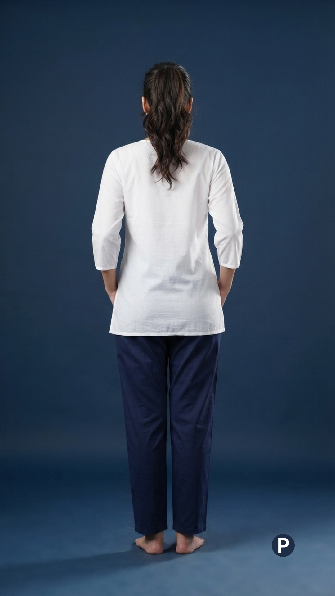 White Cotton Chikankari Short Kurti | P54569