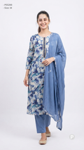 Light Blue Cotton Printed Kurti Set | P55200