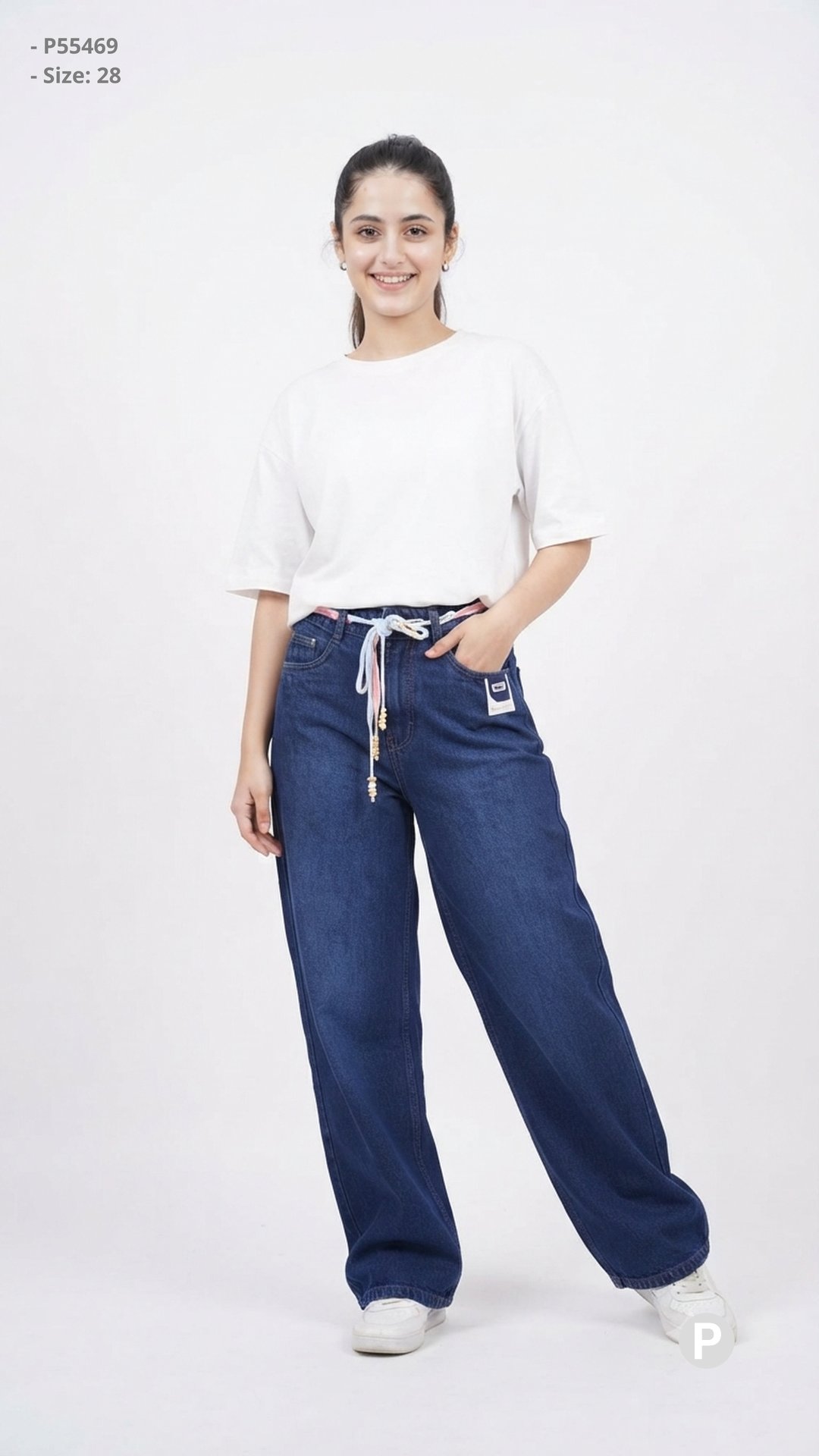 Dark Blue Denim Baggy Jeans | P55469